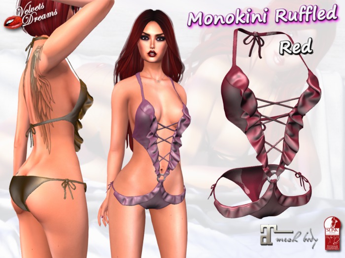 -VD- Monokini Ruffled Red (wear to unpack)