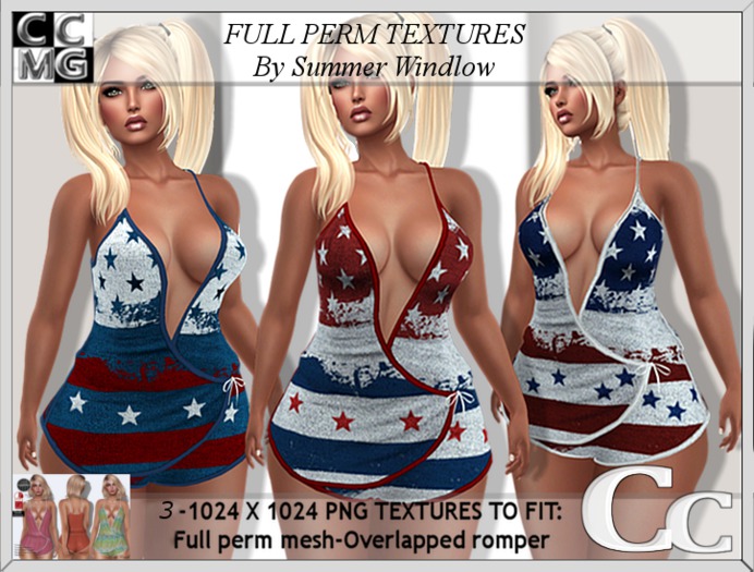 CRASH OVERLAPPED ROMPER TEXTURES -USA TRIO - FULL PERM