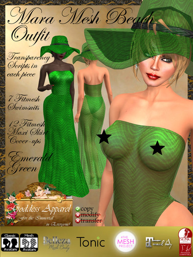 *Goddess* Mara Wave Beach Outfit Emerald Green