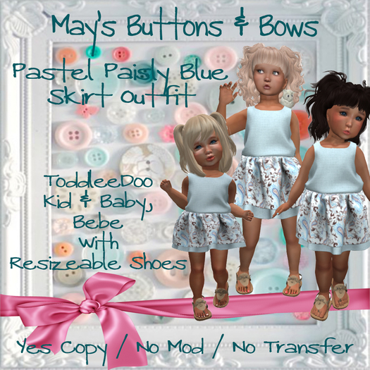 MBB * Pastel Paisly Blue Skirt Outfit (TD&Bebe)