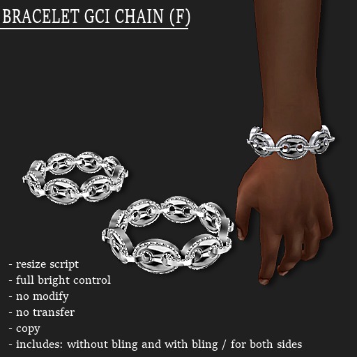 BRACELET GCI CHAIN PLATINUM (F)     -RYCA-