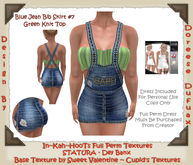 OVERALL BLUE JEAN GREEN KNIT TOP BIB SKIRT #7 (Dey Banx) BOX