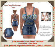 OVERALL BLUE JEAN DOTS BLUE BIB SKIRT #9  DRESS & FP TEXTURE