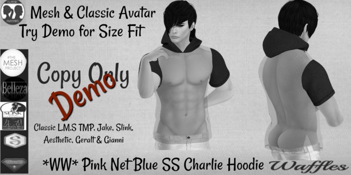 Demo *WW* Pink Net Blue SS Charlie Hoodie