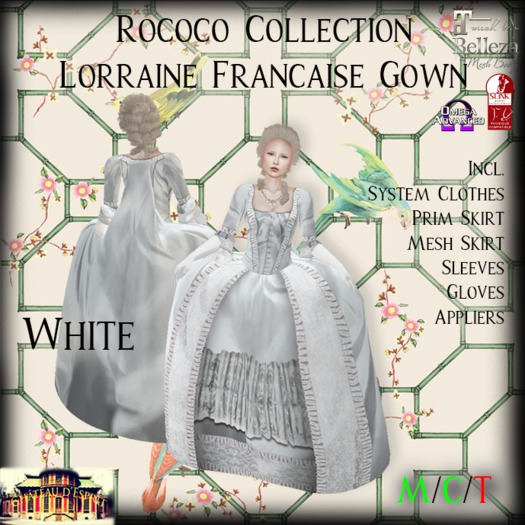 ~CdE~ Rococo Lorraine WHITE Francaise Gown