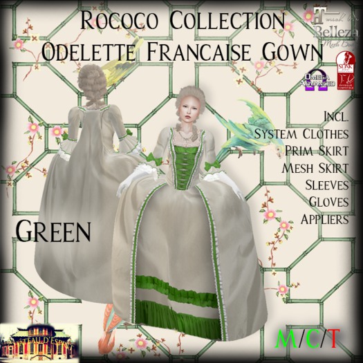 ~CdE~ Rococo Odelette GREEN Francaise Gown