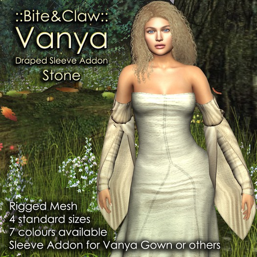 ::B&C:: Vanya Gown Add-on Pack - Drape Sleeves - Stone (Boxed)