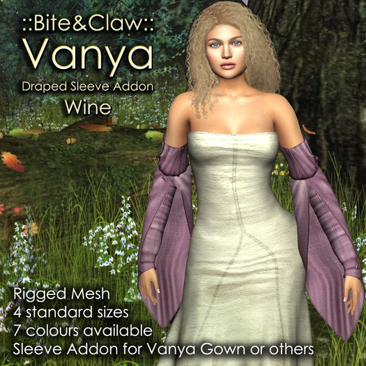 ::B&C:: Vanya Gown Add-on Pack - Drape Sleeves - Wine (Boxed)