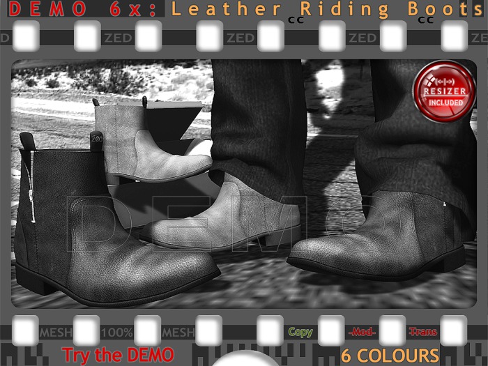 DEMO - ZED Mens MESH Riding Boots (Non-Rigged & Resizable/Stretchable + Remote)