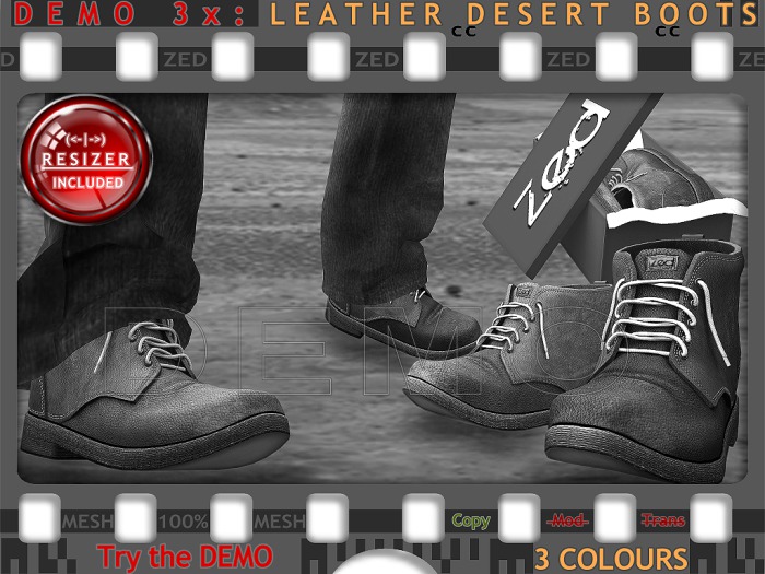::ZED:: Mens MESH Brown Desert Boots (Non-Rigged & Resizable/Stretchable + Remote) - DEMO
