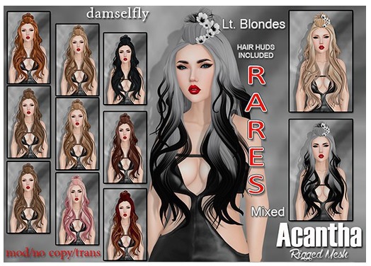 *~*Damselfly*~*Acantha Rigged-Mesh Light Reds