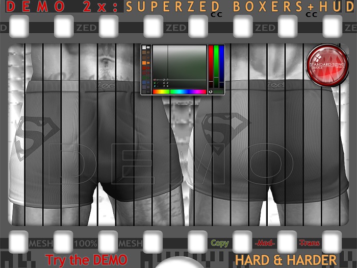DEMO - ZED Mens Rigged MESH Boxers in SuperZed Design & Unlimited Colours (Includes HUD) in Harder Style