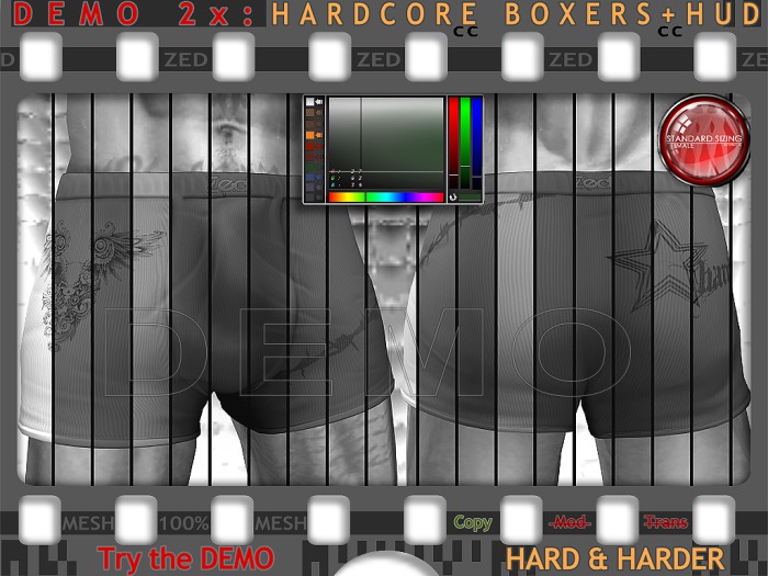 DEMO - ZED Mens Rigged MESH Boxers in Hardcore Design & Unlimited Colours (Includes HUD) in Harder Style