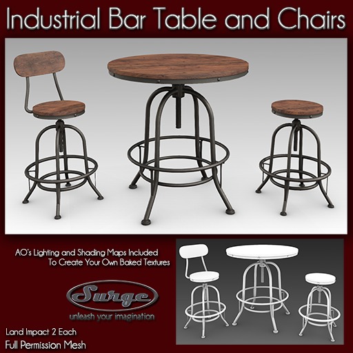 (Surge) Industrial Bar Table and Chairs