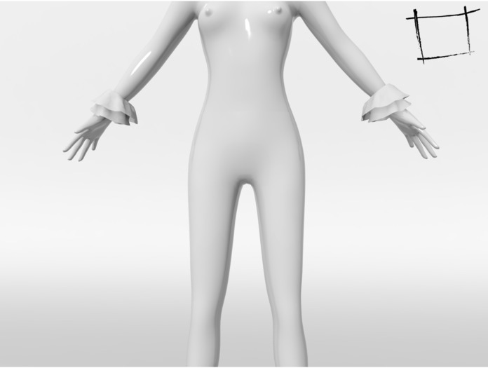 Full Perm Mesh Layered Ruffled Sleeve Edges L and R