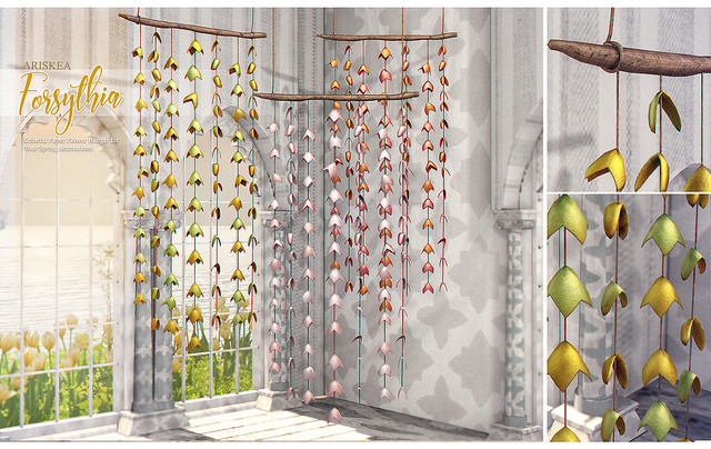 Ariskea[ Forsythia ] Paper flower Hanger Set [Wear to Unpack ]