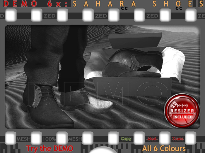::ZED:: Mens MESH Black Desert Boots (Non-Rigged & Resizable/Stretchable + Remote) - DEMO