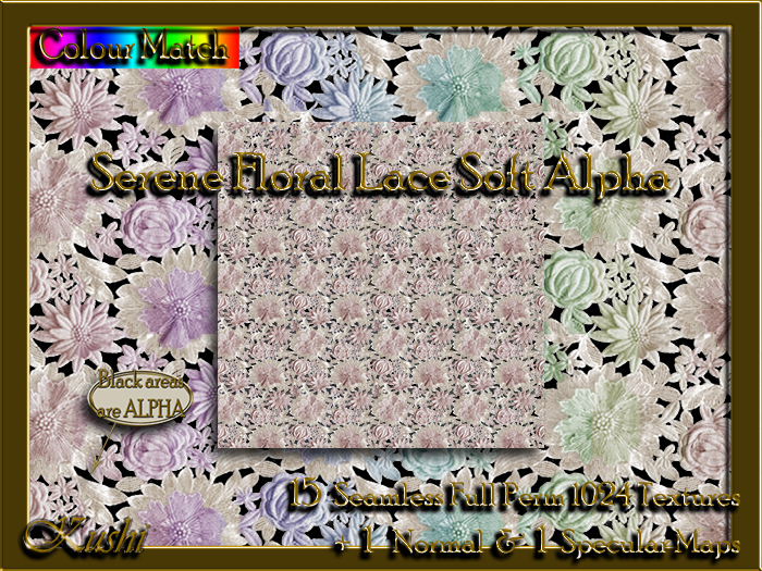 !Kushi! SereneFloralLaceSOFTALPHA Textures -WEAR TO UNPACK