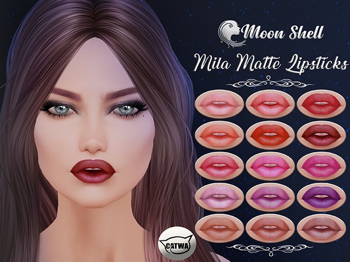 Moon Shell Mila Matte Lipsticks CATWA Applier