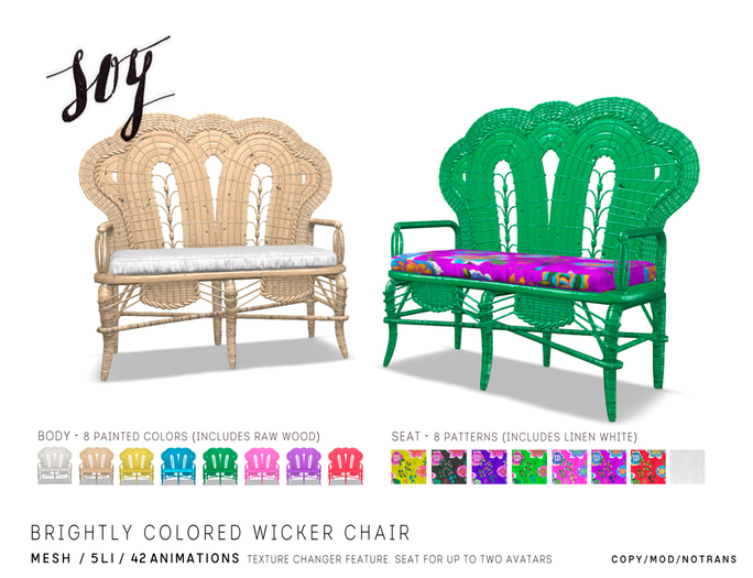 Soy. Brightly colored wicker chair [addme]