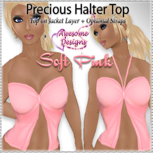 *Awesome Designs Precious Halter Top Soft Pink