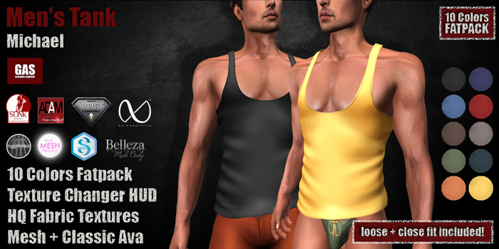 GAS [Men's Tank Michael - 10 Colors w/HUD FATPACK]