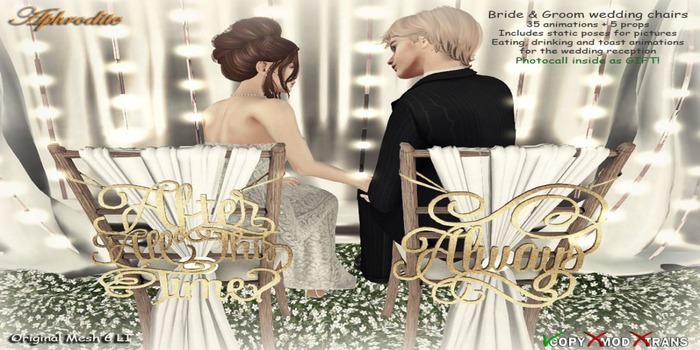 <Aphrodite> Bride & Groom Wedding chairs animated "Always" V1