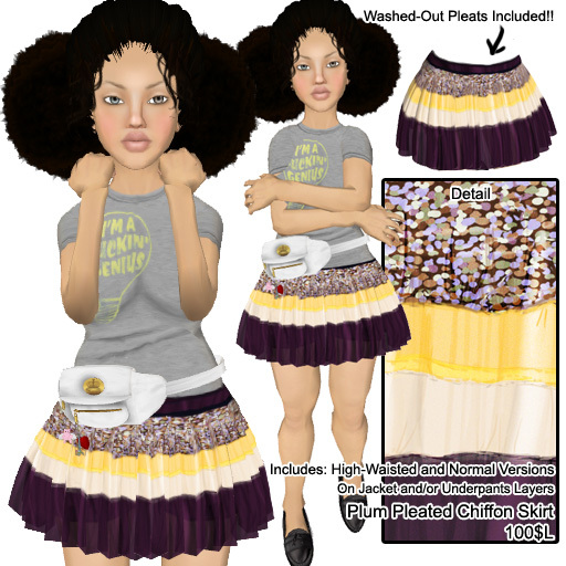 !BF! Plum Pleated Chiffon Skirt