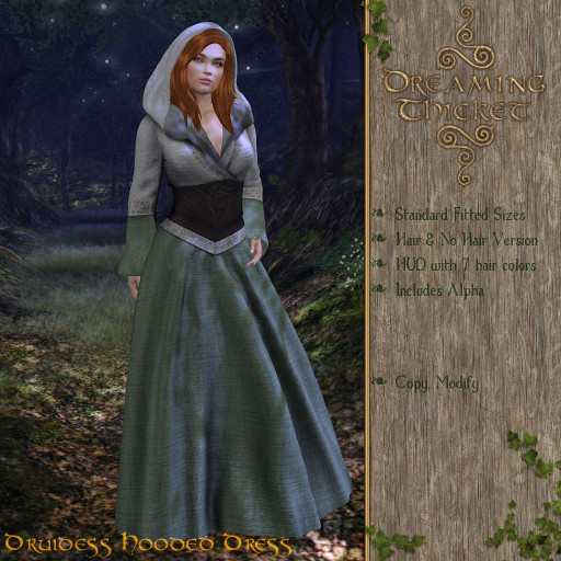 Druidess Hooded Dress w/Hair 
