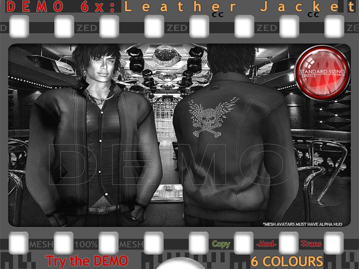 ::ZED:: Brown Rigged MESH Leather Jacket with Rhinestone Encrusted Winged Skull + Bonus Purple Signature Shirt - DEMO.