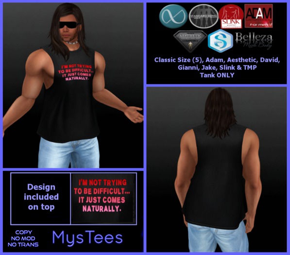 **MysTees** Difficult Tank male -Boxed