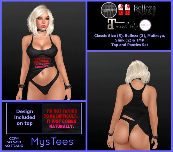 *MysTees* Difficult Tank N Panties Set - Boxed