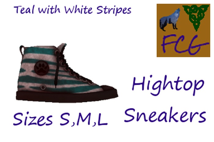 High Tops White Stripes Teal