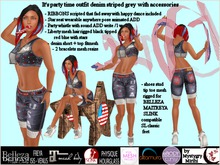 It's party time outfit denim striped grey hair 4 july seat flag
