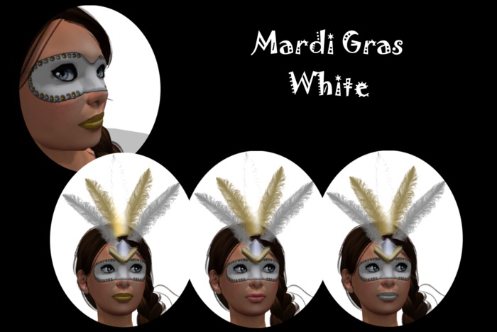 Mardi Gras Mask - White