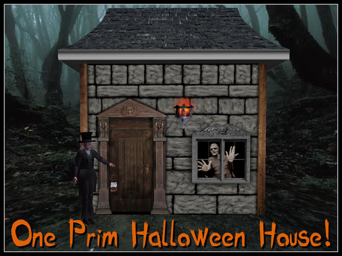 RE One Prim Halloween House w/Mummy Decoration Spooky/Scary Fun! Copy/Mod