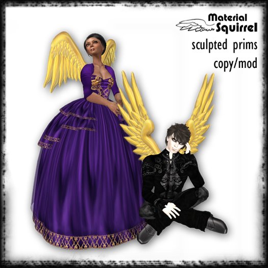 Raphael Sculpted Angel Wings in Gold - Scripted Prim Wings