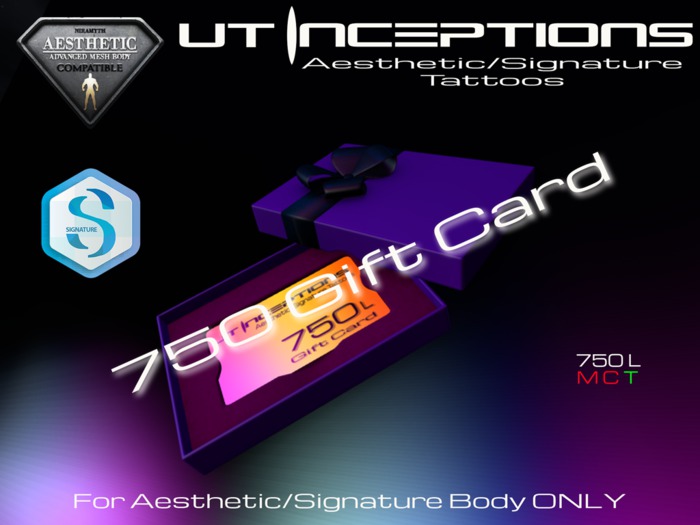 UT Inceptions Gift Card 750 Boxed (rez on ground for delivery)