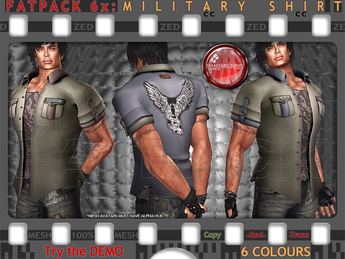 FATPACK - ZED 6x Military Shirt with Embroided Loaded & Ready Patch with Bonus DogTags