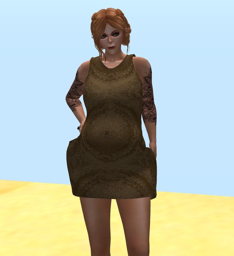 Maternity Brown Brocade with pockets