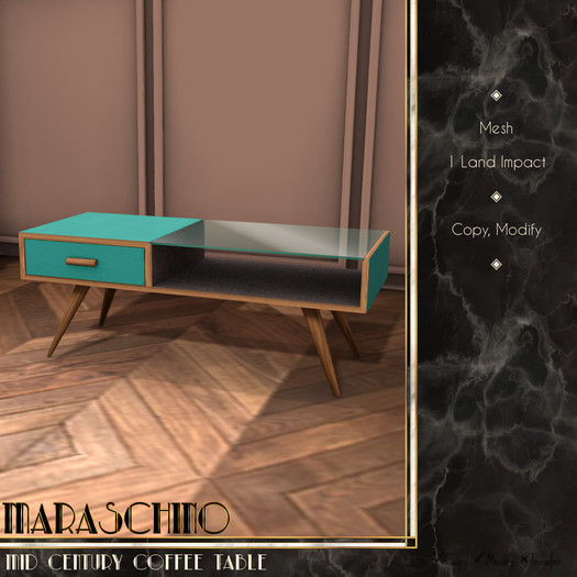 Maraschino - Mid Century Coffee Table - Turquoise