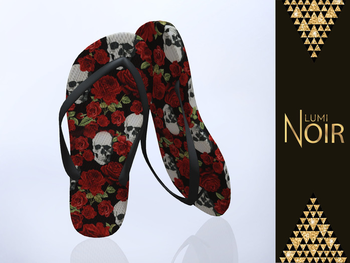 Lumi Noir - Flip Flops - ROSE SKULLS