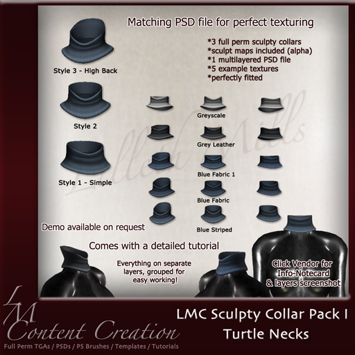 LMC PSD FILES - Sculpty Collar Pack I -