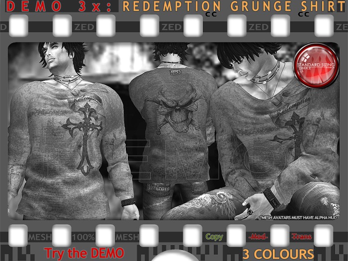 DEMO - ZED MESH Grunge Shirt - Redemption Style + Bonus Mesh DogTags