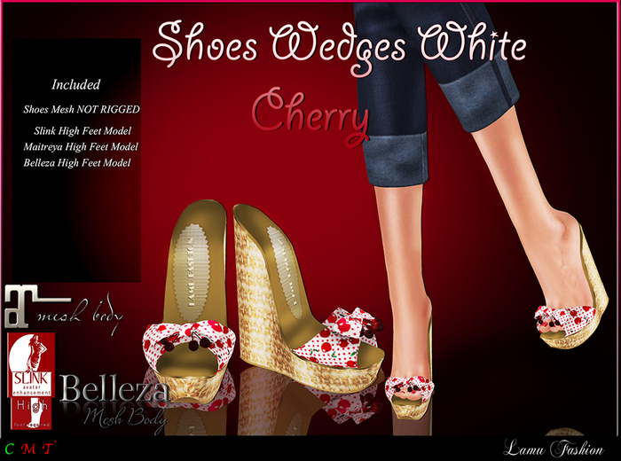 -Lamu Fashion-Shoes Wedges *Cherry White*