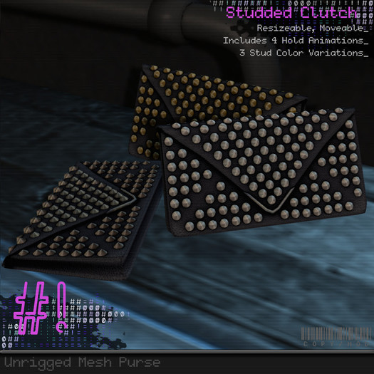 #hashbang! - Studded Envelope Clutch - Kohl