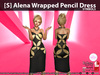 [S] Alena Wrapped Pencil Dress Symbols