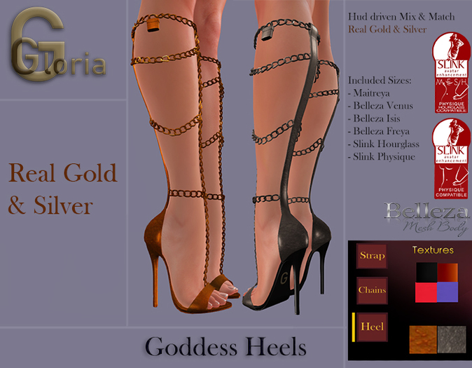 GLORIA Goddess Heels Real Gold & Silver DEMO