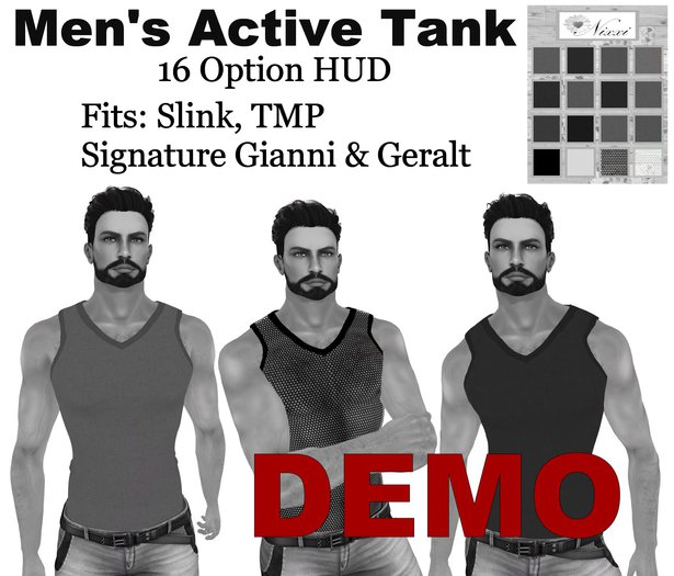 DEMO Nixxi Fashions - Men's Active Tank (16 Options)