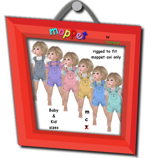 Moppet Girly Overall Shorts Pastel Set